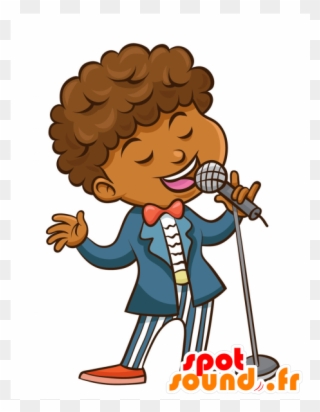 Mascot Child, African Boy With A Nice Suit - Singing Clipart - Png Download