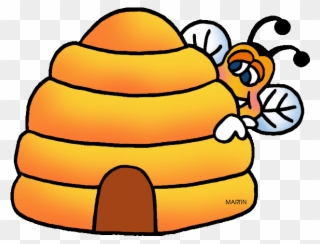 Bee And Hive - Honey Bee Hive Clip Art - Png Download