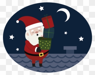 Santa At Chimney Wall Sticker - Christmas Clipart