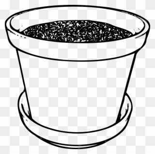 White Bucket Cliparts 10, Buy Clip Art - Flower Pot Line Drawing - Png Download