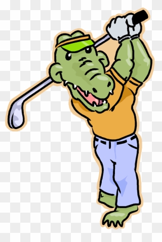 Alligator Playing Golf Clipart