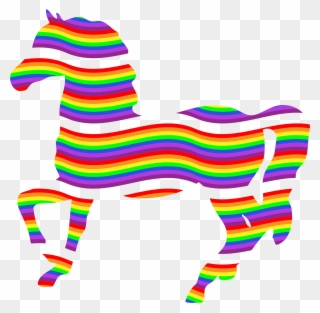 Black And White Stock Free Rainbow Clipart - Colorful Horse Image Png Transparent Png