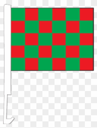 /clip On Car Flag Checkered Green Red Cp418 - Flag - Png Download