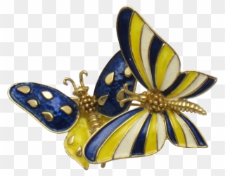 Boucher Figural Double Butterfly Trembler Brooch Pin - Swallowtail Butterfly Clipart