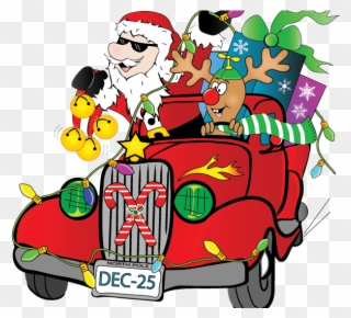 Santa Claus Has Prepped His Sleigh And The Reindeer - Hot Rod Santa Clipart