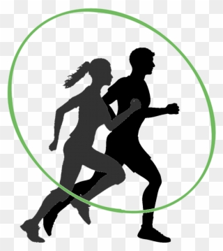 Man And Woman Running Silhouette Clipart