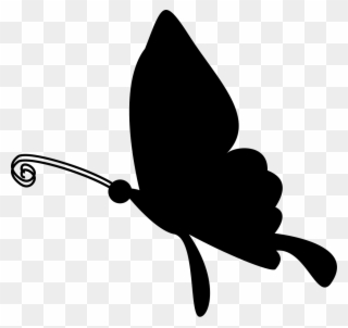 Butterfly Flying Silhouette Comments - Clip Art White Black Butterflies - Png Download