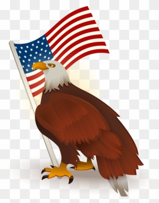 Bald Of The Clip Art - Transparent Eagle American Flag - Png Download