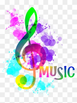 Music Notes Clipart Rainbow - Funky Treble Clef - Png Download