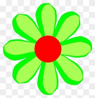 Flower Cartoon Green Clip Art At Clker - Red And Green Flower Cartoon - Png Download