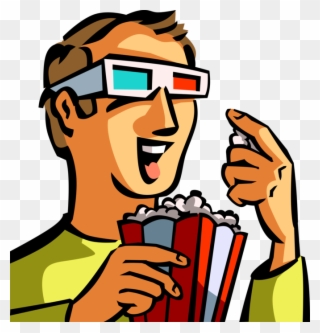 Vector Illustration Of Moviegoer Watches 3-d Movie - Watching Movie Clipart Gif - Png Download