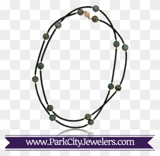 Black Spinel And Black Pearl Strand Necklace - Green Amethyst & Diamond Earrings Clipart