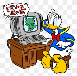 Computer Clipart Tired - Daffy Duck On A Computer - Png Download