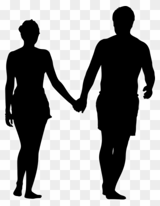 Cartoon Boy And Girl Holding Hands 29, Buy Clip Art - Silhouette Of A Couple - Png Download