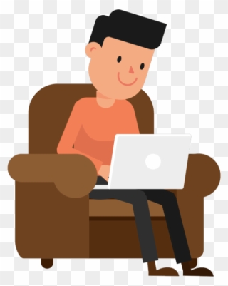 A White Man With Dark Hair And Casual Clothes Is Sitting - Working On Laptop Gif Clipart