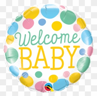 Baby Shower Balloons - Welcome Baby Dots 18 Inch Foil Balloon Clipart