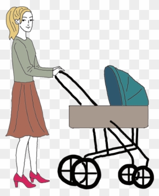 Clipart Mom Baby Stroller - Perambulator - Png Download