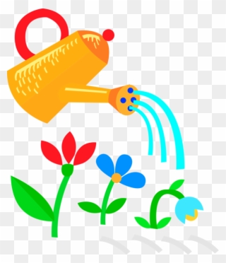Vector Illustration Of Watering Can With Flowers Growing - Seed Clipart