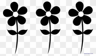 Nature Flowers Daisies Set Black Clip Art - Daisy Silhouette - Png Download
