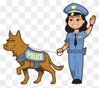 卡通女警察和警犬- Female Police Officer Clipart - Girl Police Officer Cartoon - Png Download