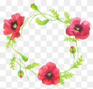 Beautiful Hand Painted Flower Red Garland Png - Portable Network Graphics Clipart