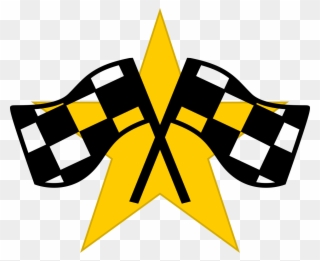 Star And Checkered Flags - Yellow And Black Checkered Flags Clipart