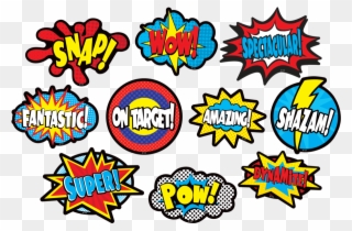 Clingy Thingies Superhero Sayings Accents - Super Hero Sayings Clipart