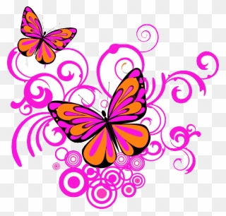 Butterfly Corner Designs Png Clipart Clip Art - Pink Butterfly Border Png Transparent Png