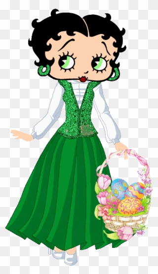 Betty Boop Easter Basket - Betty Boop Green Dress Clipart