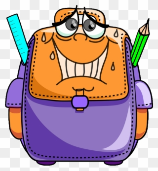 Gi Cartable Violet Et Orange En Sueur - Émoticones Écolier Clipart
