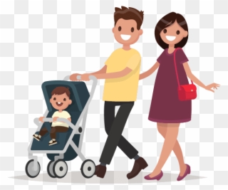 People With Children - Parent And Child Walking Clipart - Png Download