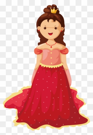 Princess Line Stock Photography - Princess With Red Dress Cartoon Clipart