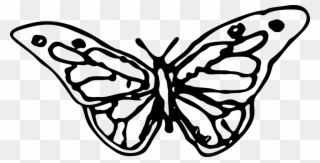 Drawing Diary Butterfly Effect Clip Black And White - Butterfly Hand Drawn Clipart - Png Download
