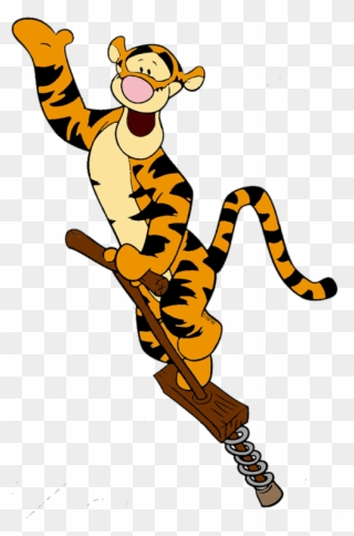 Bouncing - Tigger On A Pogo Stick Clipart