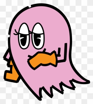Ghost With Eyelashes Clipart - Pac Man Ghost Cartoon - Png Download