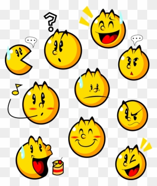 Pacman - Pac - Pac Man Facial Expressions Clipart