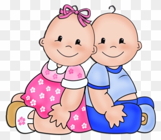 Baby Playing Babies Clip Art And Baby Cards Jpg - Baby Twins Boy And Girl Cartoon - Png Download