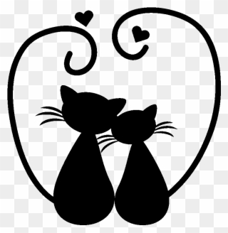 Sticker Couple De Chats Amoureux Ambiance Sticker Kc3415 - Happy Wedding Anniversary Cats Clipart