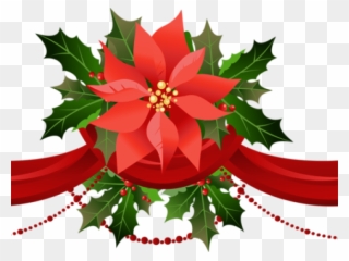 Garland Clipart - Poinsettia Garland Clip Art - Png Download