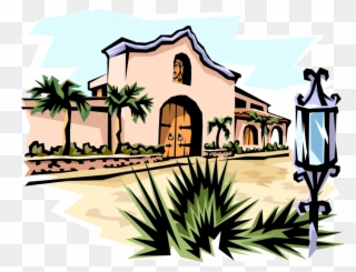 Vector Illustration Of Mexican Or Southwestern Style - California Missions Clip Art - Png Download