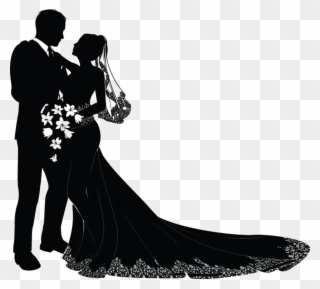 Wedding Invitation Bridegroom Clip Art - Wedding Couple Silhouette Png Transparent Png