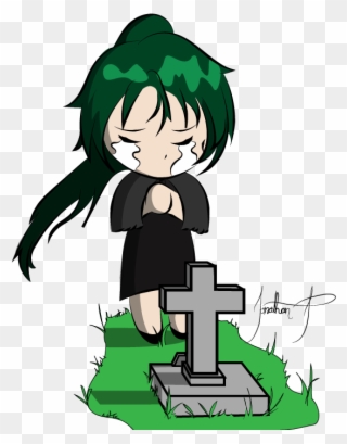 Crying Chibi Girl At A Gravestone By - Anime Girl Crying Chibi Clipart