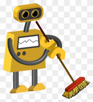 Janitor Robot - Cartoon Robot With Clear Background Clipart