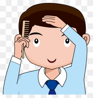 Boy - Combing Hair Clip Art - Png Download