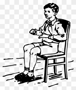 Boy Sitting In Chair - Sat Black And White Clip Art - Png Download