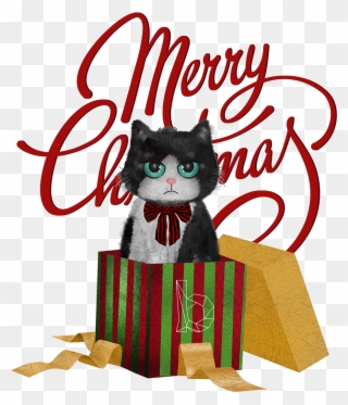 Grumpy Cat Thank You Clip Art - Cat Christmas Vector - Png Download