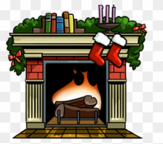 Fireplace Clipart Fireplace Scene - Drawing Of Fireplace With Stockings - Png Download