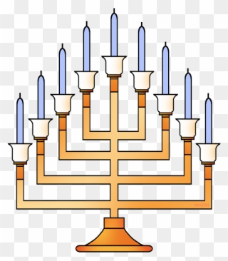 Menorah With Candles - Lighting The Menorah Clipart - Png Download