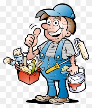 Painter With Painting Supplies - Painter Handyman Clipart