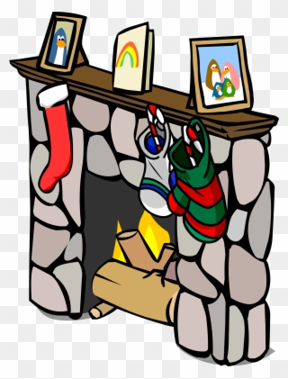 Fireplace Clipart Fireplace Scene - Club Penguin Funny - Png Download